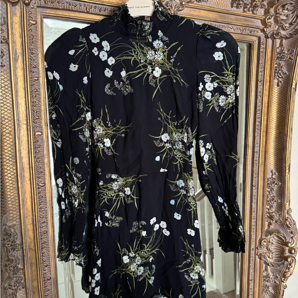 Reformation Black Floral Long Sleeve Dress - Picture 3 of 6